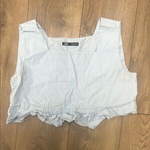 Zara Light Blue Ruffled Women's Top